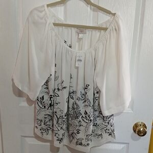 LOFT Cream Floral Blouse